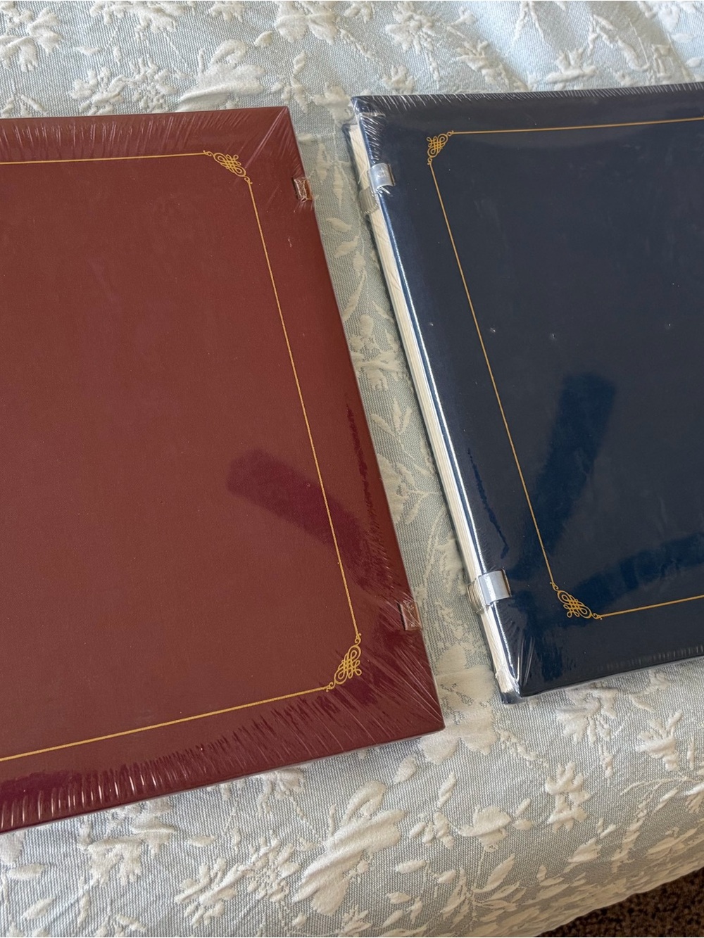 Set of Two Gold-Trim Hardcover Creative Memories albums - Burgundy & Navy